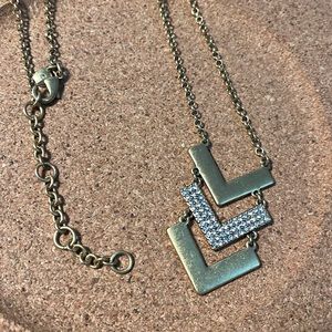 J. Crew long gold necklace. Chevron sparkles. Holiday ready